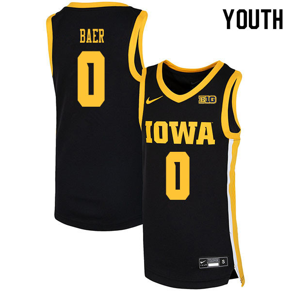 2020 Youth #0 Michael Baer Iowa Hawkeyes College Basketball Jerseys Sale-Black - Click Image to Close